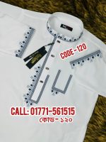 💖 অরিজিনাল চায়না মাইক্রো স্টিজ পাঞ্জাবি  – (কোড : সাদা - 120) 💖